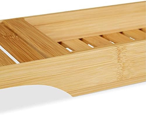 Relaxdays Bamboo Bathtub Tray with Grills, 4.5 x 70 x 14.5 cm, Bath Bridge, Shelf, Wood, Tub Caddy, Natural Brown