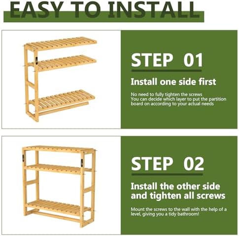 Galood Over The Toilet Storage Bathroom Shelves Wall Mounted 3 Tier Yellow