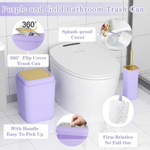 XLHOMO Purple Bathroom Set, Bathroom Sets with Shower Curtain and Rugs