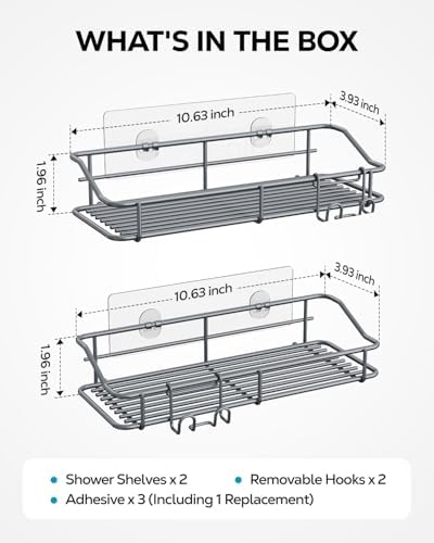 Nieifi Shower Caddy Adhesive, Shower Shelves, Shampoo Holder for Bathroom