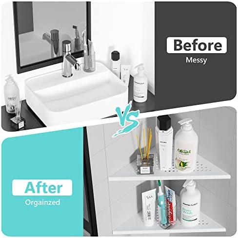 Qeke Corner Shower Shelves, 10” Recessed Tile Shower Shelf White, 2 Pack