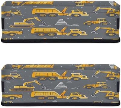 Storage Basket Set of 2 Excavator Truck Small Baskets for Organizing Fabric Storage Baskets with Handles for Shelves Bathroom Toilet Tank Top