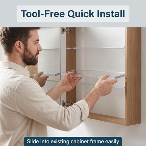 4 Pcs Medicine Cabinet Shelves 13x3 Inch Replacement
