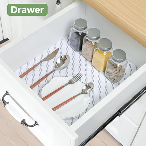 Shelf Liners 19 inch x 20 ft Shelf Liners for Kitchen cabinets nonstick Shelf Lining Drawer Mats EVA Protector for Cupboard (White Diagonal Stripes,19 inch x 20 ft)