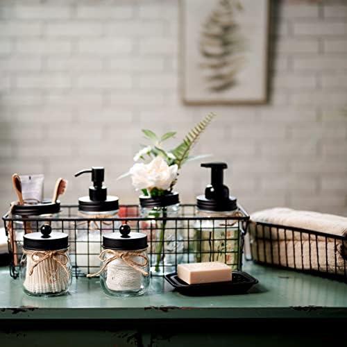 SheeChung Glass Mason Jar Bathroom Accessories Set, 6Pcs Farmhouse Decor