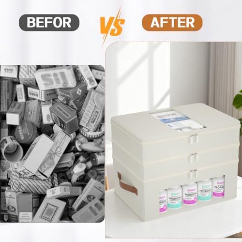 3-Tier Medicine Cabinet Organizer, Fabric Medicine Organizer Beige