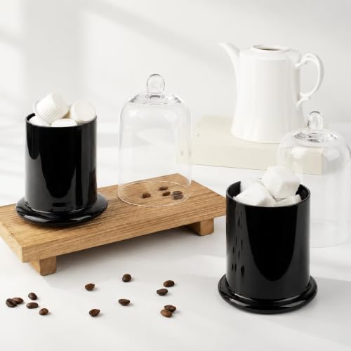 rejomiik Qtip Holder Glass Apothecary Jars with Lids Bathroom Storage Black