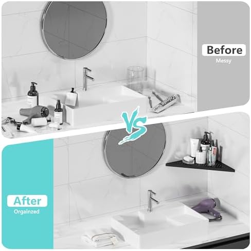 Qeke Corner Shower Shelves, 10” Recessed Tile Shower Shelf Black, 1 Pack