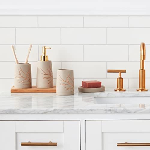 Sweet Home Collection Bathroom Accessories Unique Collections Modern Classic Contemporary Decorative Beautiful Designs Bath Shower Tub Décor, 4 Piece Set, Branches (Pack of 1, 4 Count)