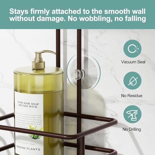 SRIWATANA Shower Caddy Hanging, Shower Organizer with Razor Hooks, Bronze