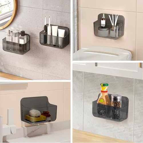 CGBE 2-Pack Cabinet Door Organizer, Self Adhesive Bathroom Shelves, Gray