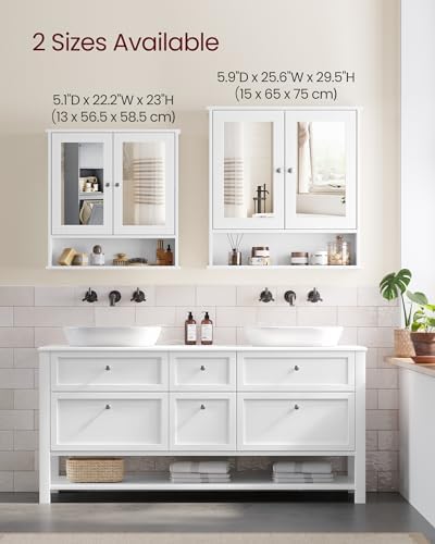 VASAGLE Bathroom Cabinet with Mirror, Wall-Mounted, 2 Mirrored Doors