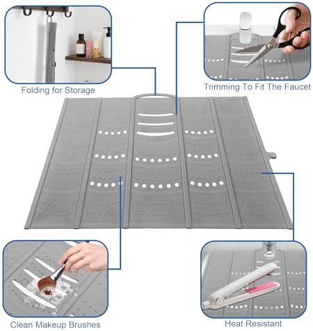 Mofason Large Bathroom Sink Top Cover for Counter Space - Makeup Mat Grey