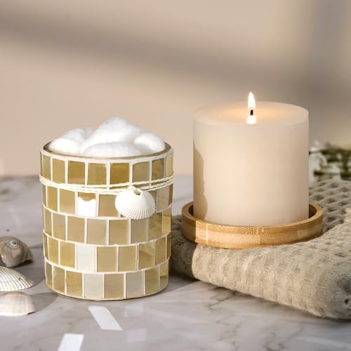 Mosaic Thick Glass Bathroom Qtip Holder, 1 Pack
