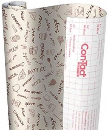 Con-Tact Brand Creative Covering, Self-Adhesive Shelf Liner, Multi-Purpose Vinyl Roll, Easy to Use and Apply, 18'' x 16', Bon Appetit
