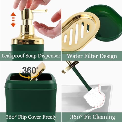 XLHOMO Green Bathroom Set, Bathroom Sets with Shower Curtain and Rugs