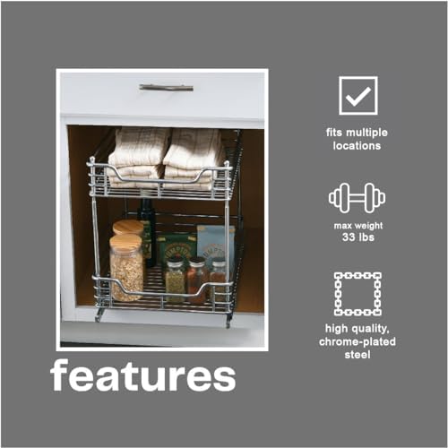 Household Essentials Chromed Steel 2-Tier Artisan Pull-Out Organizer