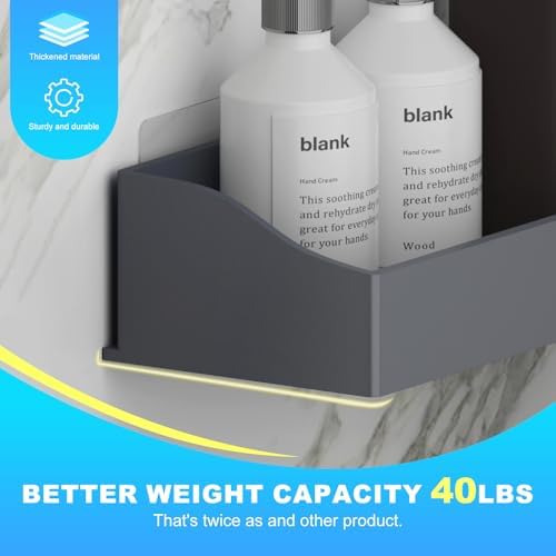 Acrylic Shower Caddy Bathroom Organizer,Rustproof Shower Shelves - No Drilling Wall Mount Shelf, Adhesive Bathroom Storage For Shampoo With Soap Holder 3 Pack
