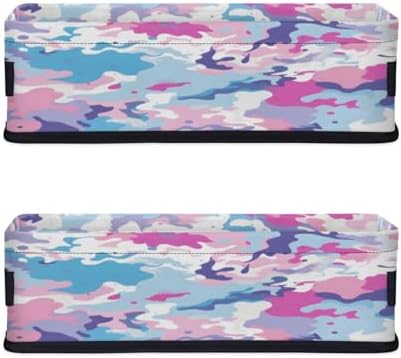 Storage Basket Set of 2 Colorful Camo Small Baskets for Organizing Fabric Storage Baskets with Handles for Shelves Bathroom Toilet Tank Top