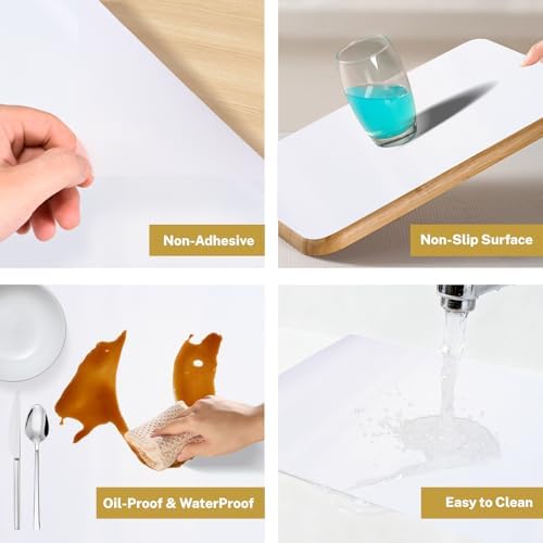 Clear Shelf Liner, Non Adhesive Roll Contact Paper for Cabinets and Drawers 12" W x 240" L, Non Slip Refrigerator Liners for Kitchen Cabinet Protectors, Storage, Desks, Kitchenware, Tableware