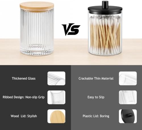 SheeChung 2 Pack Glass Apothecary Jar with Natural Bamboo Lids