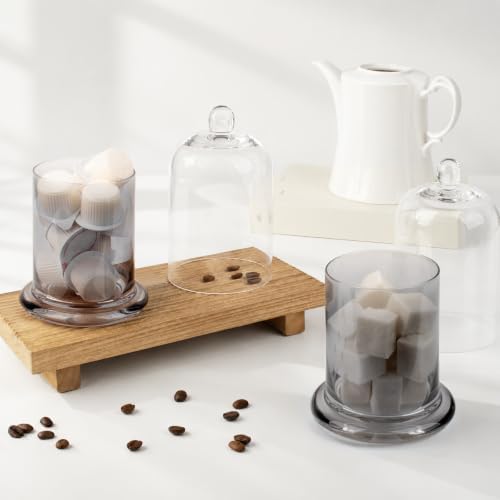 rejomiik Qtip Holder Glass Apothecary Jars with Lids Bathroom Storage Grey