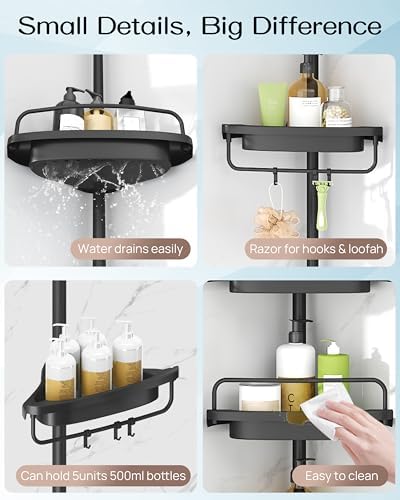 Corner Shower Caddy Tension Pole for Shampoo Holder, Stainless Steel Rod