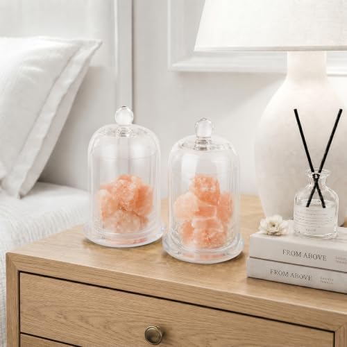 rejomiik Qtip Holder Glass Apothecary Jars with Lids Bathroom Storage Clear