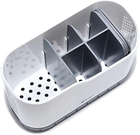OMAIA Sink Caddy - Sink Organizer for Home, Kitchen, Wash Basin - Holder with Removable Dividers for Sponge, Brush, Toothbrush… White