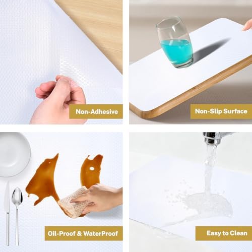 Shelf Liner Kitchen Dresser Drawer Cabinet Liners for Shelves Non Slip, Non Adhesive Waterproof Contact Paper for Cabinets for Home Kitchen, Bathroom, Refrigerator, Dish Rack Mat 12 Inches x 20 Feet