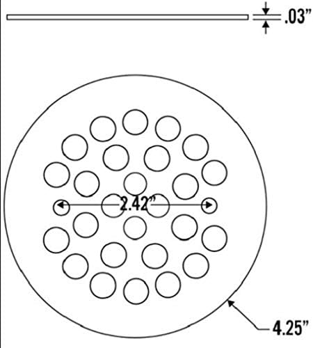 4-1/4" Round Shower Grate Drain Strainer Replacement Cover Matte Black + Machine and Tapping Screws