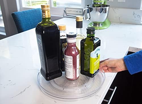 Kitchen Spaces Large Lazy Susan Turntable Organizer, Easy Reach Deep Cabinet Shelf Storage for Kitchen and Pantry Items, Great for Under the Sink, Clear and Sturdy with Full Spin