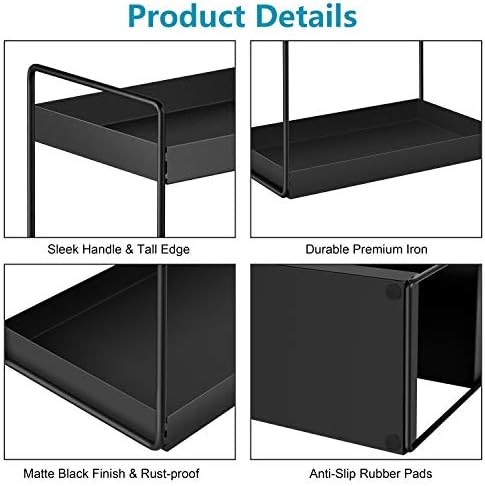 3-Tier Bathroom Countertop Organizer, Black, 12.2" L x 6.7" W x 16.9" H