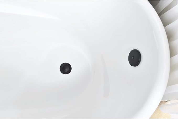 Brass Matte Black Tub Drain Kit with Single Hole Overflow Faceplate | Lift and Turn Tub Bathtub Drain Kit
