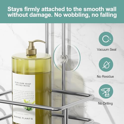 SRIWATANA Shower Caddy Hanging, Shower Organizer with Razor Hooks, Chrome
