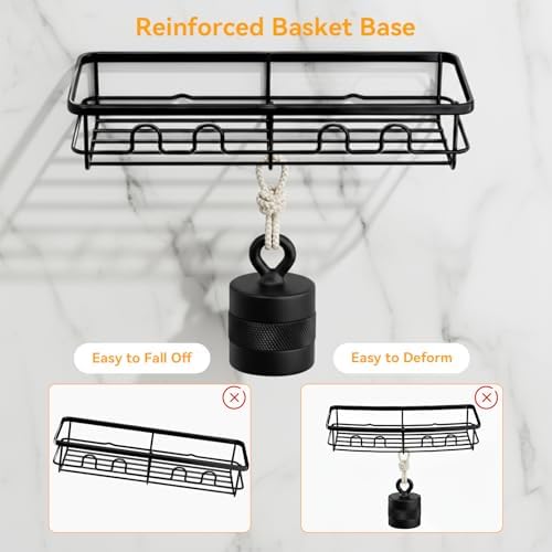 Adhesive Shower Caddy, Large Capacity Shower Racks for Inside Shower, No Drill Bathroom Shower Organizer and Storage, 4 Pack Black Bathroom Shelves, Home Decor Rv Accessories, Apartment