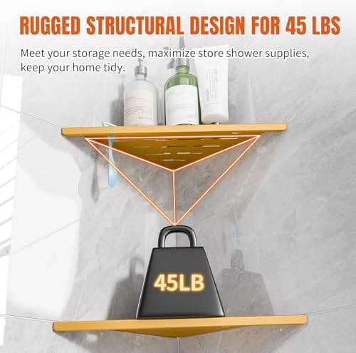 Corner Shower Shelves with Razor Hole, Modern Sturdy Shower Shelves