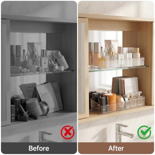 Expandable Medicine Cabinet Organizer for Bathroom, 2 Pack