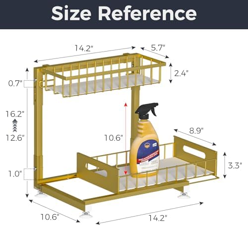 Saydear 2-Pack L-Shaped Under Sink Organizer, 2-Tier Pull-out Cabinet Rack