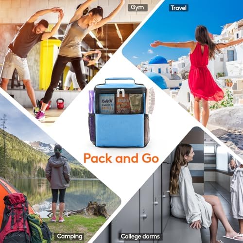 Lifewit Mesh Shower Caddy Bag Portable for College Dorm Room Essentials, Hanging Organizer Basket, Quick Dry Tote Bag for Camping, Bathroom, Beach, Travel, Medium, Blue