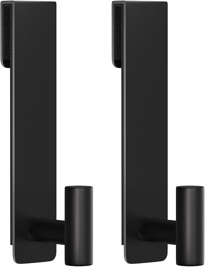 HUFEEOH Shower Towel Hooks, 7.5-Inch Extended Over Glass Shower Door Hanger for Towels & Robes, Rustproof Bathroom Towel Rack, 2-Pack (Black, T Shape)
