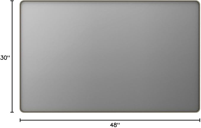 LOAAO 48"X30" Bronze Bathroom Mirror | Rounded Rectangle, Brushed Bronze Metal Frame, Anti-Rust, Tempered Glass, Hangs Horizontally or Vertically