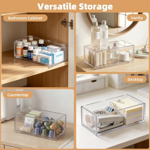 Narrow Medicine Cabinet Organizer with Drawer, Clear