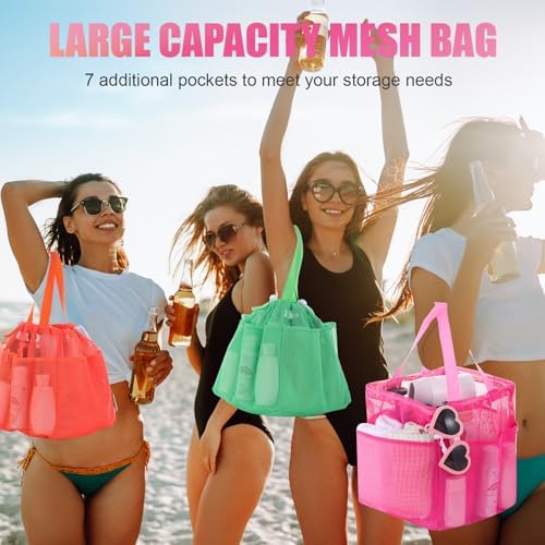 Talltalk Mesh Shower Caddy with Drawstring Basket, Bright Color, 3 Pcs