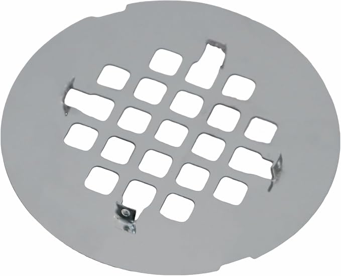 Chrome Plated Snap-in Shower Floor Drain Cover,Hidrop 4-1/4" OD Round Shower Strainer Grid, Easy-to-Install Replacement Cover Stainless Steel