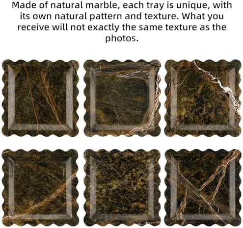 Square Marble Vanity Tray, Rainforest Green, 8" x 8" x 0.8"