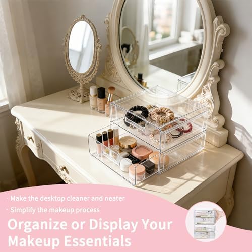 Clear Stackable Storage Drawers,Acrylic Makeup Drawer Organizer