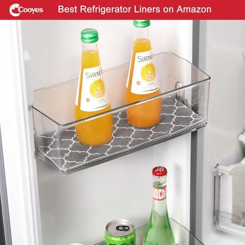 Cooyes Refrigerator Liners, Non-Slip Fridge Liners Washable, Absorbent Refrigerator Shelf Liner for Kitchen Cabinets, Non-Adhesive Refrigerator Mats Fridge bin Liners 12" x 360", Gray