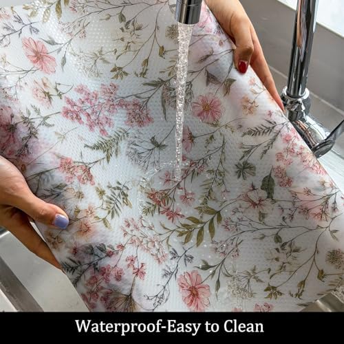 Colorful Floral Non-Adhesive Shelf Fridge Liner, Waterproof EVA