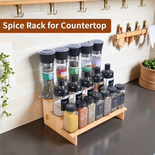 JinDoWin 3 Tiered Spice Rack Organizer for Cabinet,Spice Organization for Cabinet, Seasoning Organizer,Spice Shelf and Spice Organizer for Cabinet,Pantry Organizers and Storage (1 Pack, Small)